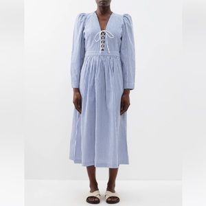 Sea New York Blue and White Striped Midi Dress